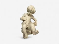 Neoclassical Faux Marble Seated Angel Busts on Sleighs Italy 1960s - 4350045