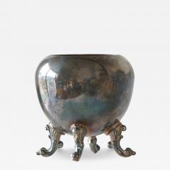 Neoclassical Footed Bowl or Vase in Patinated Silver Plated Copper - 4583997