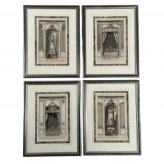 Neoclassical Four Framed Architectural Drawings of French Interiors 20th c  - 4704029