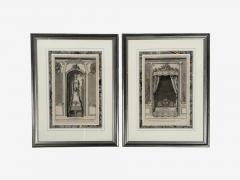 Neoclassical Four Framed Architectural Drawings of French Interiors 20th c  - 4704034