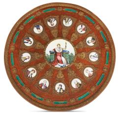 Neoclassical Mahogany Napoleonic Plaque Mounted Center Table France 1930s - 4417714