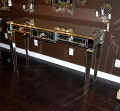 Neoclassical Modern 3 Drawer Beveled Mirrored Console Table - 3108222