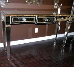 Neoclassical Modern 3 Drawer Beveled Mirrored Console Table - 3108227