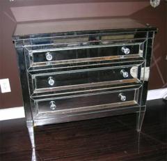 Neoclassical Modern 3 Drawer Beveled Mirrored Dresser - 3096565