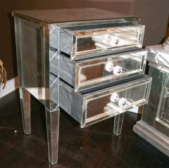 Neoclassical Modern 3 Drawer X Front Beveled Mirror Nightstand - 3108305