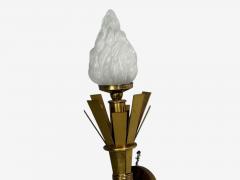 Neoclassical Monumental Torchiere Wall Sconces Brass Glass 20th c  - 4712987