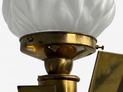 Neoclassical Monumental Torchiere Wall Sconces Brass Glass 20th c  - 4712992