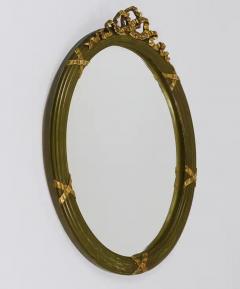Neoclassical Oval Gilt Wood Gustavian Style Faceted Wall Mirror Italy 1900s - 4067299