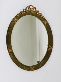 Neoclassical Oval Gilt Wood Gustavian Style Faceted Wall Mirror Italy 1900s - 4067300