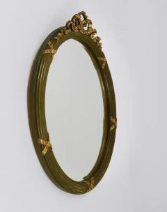 Neoclassical Oval Gilt Wood Gustavian Style Faceted Wall Mirror Italy 1900s - 4067302