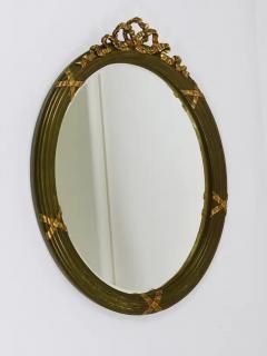 Neoclassical Oval Gilt Wood Gustavian Style Faceted Wall Mirror Italy 1900s - 4067303