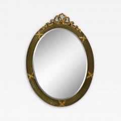 Neoclassical Oval Gilt Wood Gustavian Style Faceted Wall Mirror Italy 1900s - 4069631