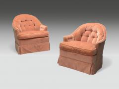 Neoclassical Pink Mohair Stained Wood Traditional Lounge Chairs USA 1970s - 4100262