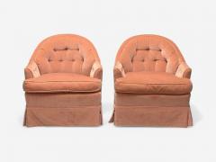Neoclassical Pink Mohair Stained Wood Traditional Lounge Chairs USA 1970s - 4100265