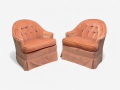 Neoclassical Pink Mohair Stained Wood Traditional Lounge Chairs USA 1970s - 4100268