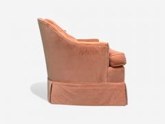 Neoclassical Pink Mohair Stained Wood Traditional Lounge Chairs USA 1970s - 4100271