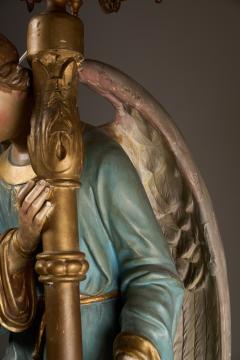 Neoclassical Polychrome Wood and Gilt Metal Angel Floor Lamps 19th Century - 4510703
