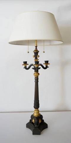 Neoclassical Regency Bronze and Ormolu Candelabra Lamp - 1277101