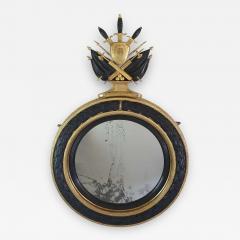 Neoclassical Regency Giltwood and Ebonized Convex Mirror Signed and Dated 1813 - 2162226