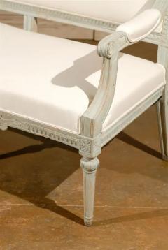 Neoclassical Revival Swedish Painted and Carved Upholstered Bench circa 1890 - 3415733