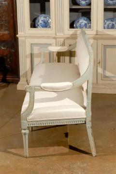 Neoclassical Revival Swedish Painted and Carved Upholstered Bench circa 1890 - 3415735