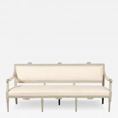 Neoclassical Revival Swedish Painted and Carved Upholstered Bench circa 1890 - 3431337
