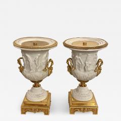 Neoclassical Sevres Parian and Dor Bronze Mounted Urns or Vases 1920s a Pair - 2982882