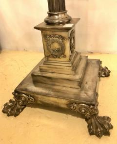 Neoclassical Silver over Bronze Antique Corinthian Column Form Standing Lamp - 3002188