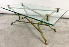 Neoclassical Style Brass and Cast Iron Coffee Table with Glass Top - 3100679