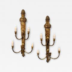 Neoclassical Style Candelabra Wall Sconces Giltwood USA 1940s - 4688770