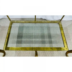 Neoclassical Style Large Gilt Metal Frame Coffee Table Glass Top French - 2489405