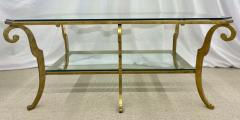 Neoclassical Style Large Gilt Metal Frame Coffee Table Glass Top French - 2918823