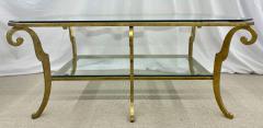 Neoclassical Style Large Gilt Metal Frame Coffee Table Glass Top French - 2918825