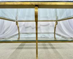 Neoclassical Style Large Gilt Metal Frame Coffee Table Glass Top French - 2918826