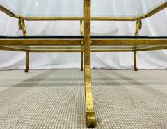 Neoclassical Style Large Gilt Metal Frame Coffee Table Glass Top French - 2918827