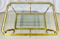 Neoclassical Style Large Gilt Metal Frame Coffee Table Glass Top French - 2918828