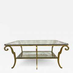 Neoclassical Style Large Gilt Metal Frame Coffee Table Glass Top French - 2922246