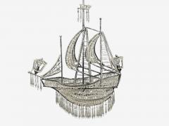 Neoclassical Style Large Sail Boat Chandelier Iron Crystal 2000s - 4696282