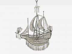 Neoclassical Style Large Sail Boat Chandelier Iron Crystal 2000s - 4696284
