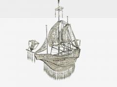 Neoclassical Style Large Sail Boat Chandelier Iron Crystal 2000s - 4696285