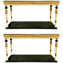 Neoclassical Style Marble Top Consoles Attributed to Maison Jansen a Pair - 2930168