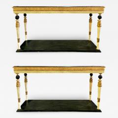 Neoclassical Style Marble Top Consoles Attributed to Maison Jansen a Pair - 2930657
