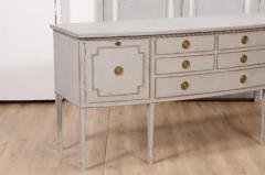 Neoclassical Style Painted Bow Front Sideboard with Two Doors and Five Drawers - 3564384