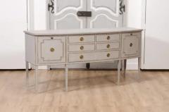 Neoclassical Style Painted Bow Front Sideboard with Two Doors and Five Drawers - 3564386