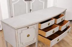 Neoclassical Style Painted Bow Front Sideboard with Two Doors and Five Drawers - 3564388