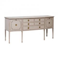 Neoclassical Style Painted Bow Front Sideboard with Two Doors and Five Drawers - 3564453