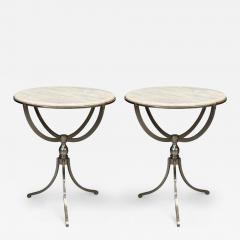 Neoclassical Style Steel Marble End Tables USA 20th c  - 4296931