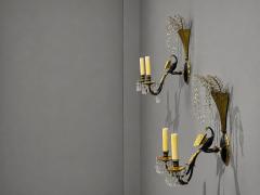 Neoclassical Style Swan Sconces Gilt Metal Crystal France 1930s - 4731317