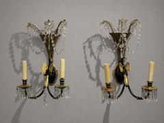 Neoclassical Style Swan Sconces Gilt Metal Crystal France 1930s - 4731319