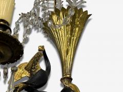 Neoclassical Style Swan Sconces Gilt Metal Crystal France 1930s - 4731321